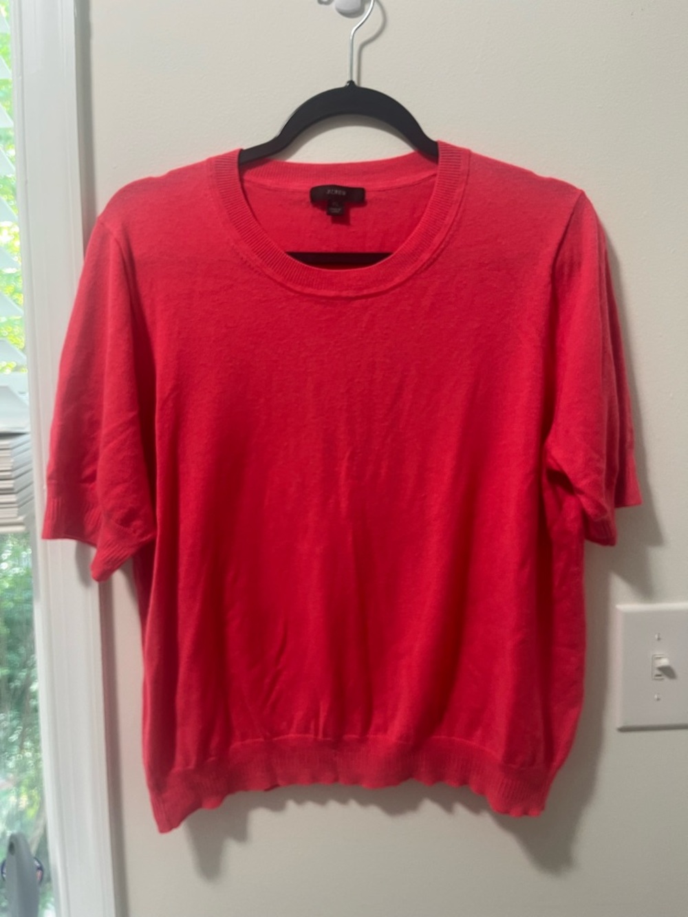 J Crew Short Sleeve Pink Coral Sweater